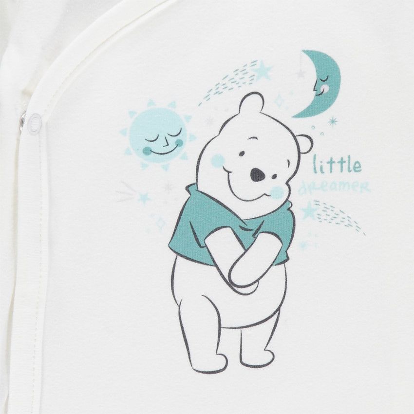 Body manches longues bébé garçon en coton bio print Winnie Disney - Ecru