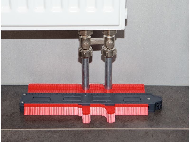 MAXXmee Konturenlehre Set 2-tlg. grau/rot Helfer beim Verlegen von Laminat und Parkett