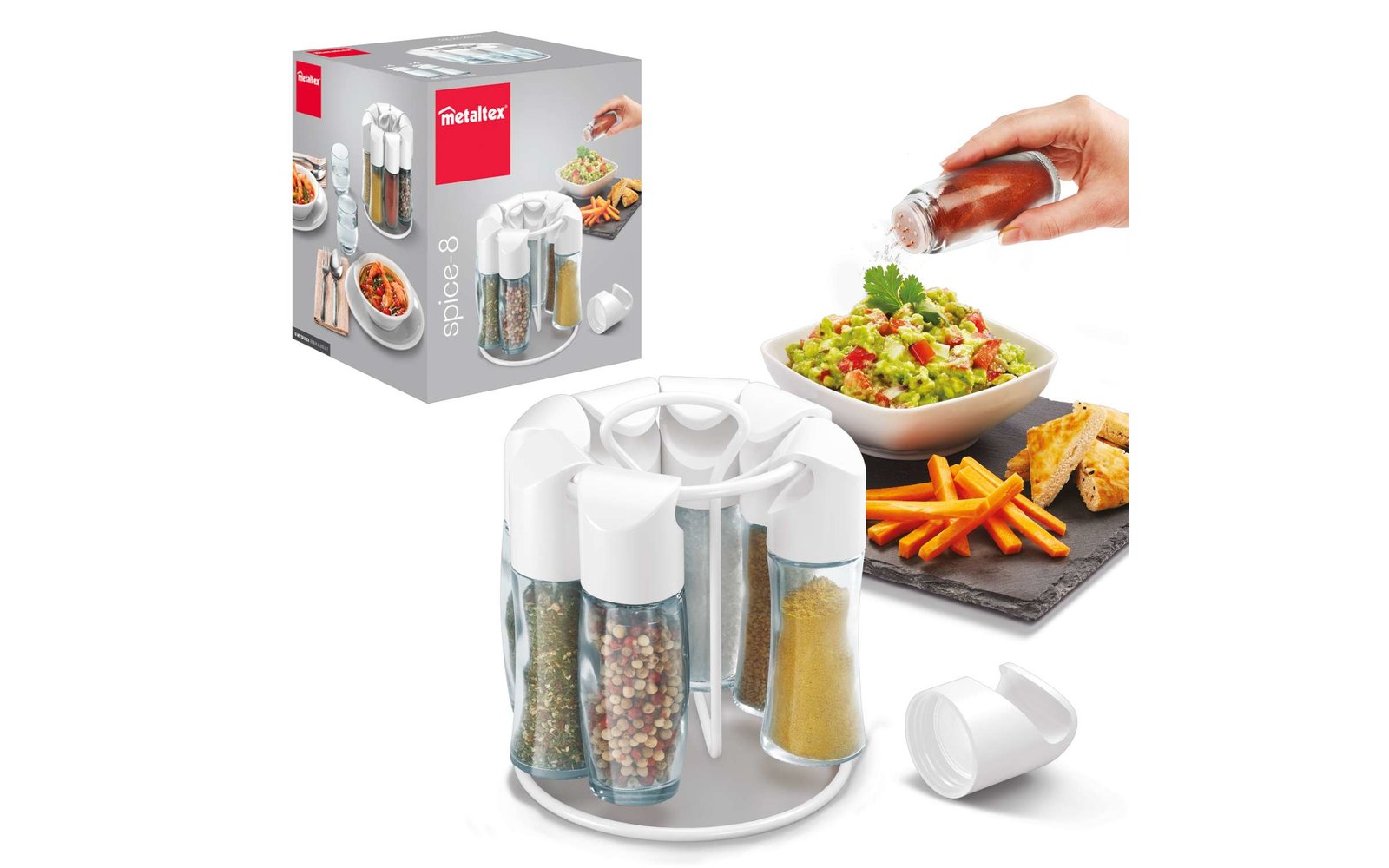 Metaltex spice-8 Gewürzständer weiß