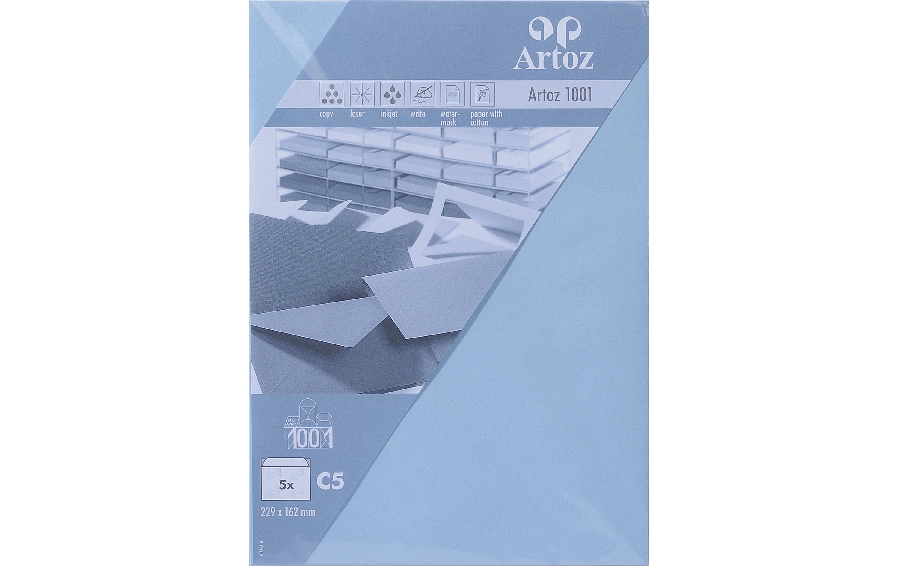 Couvert 1001, C5, 5 Stück, PastellblauEdler Briefumschlag