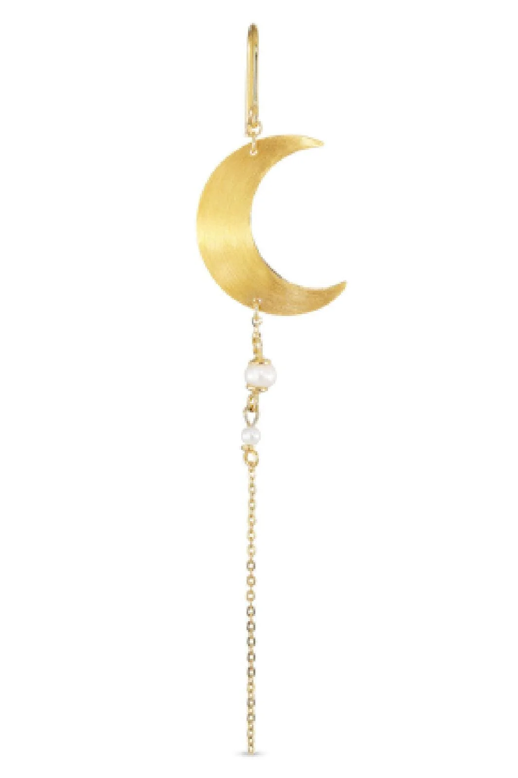 Jane Kønig Half Moon Earring with pearl chain Left en
