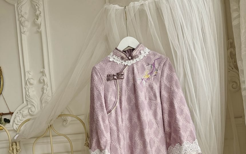 Moregirl - Maxi-shiftjurk met lange mouwen en kanten rand