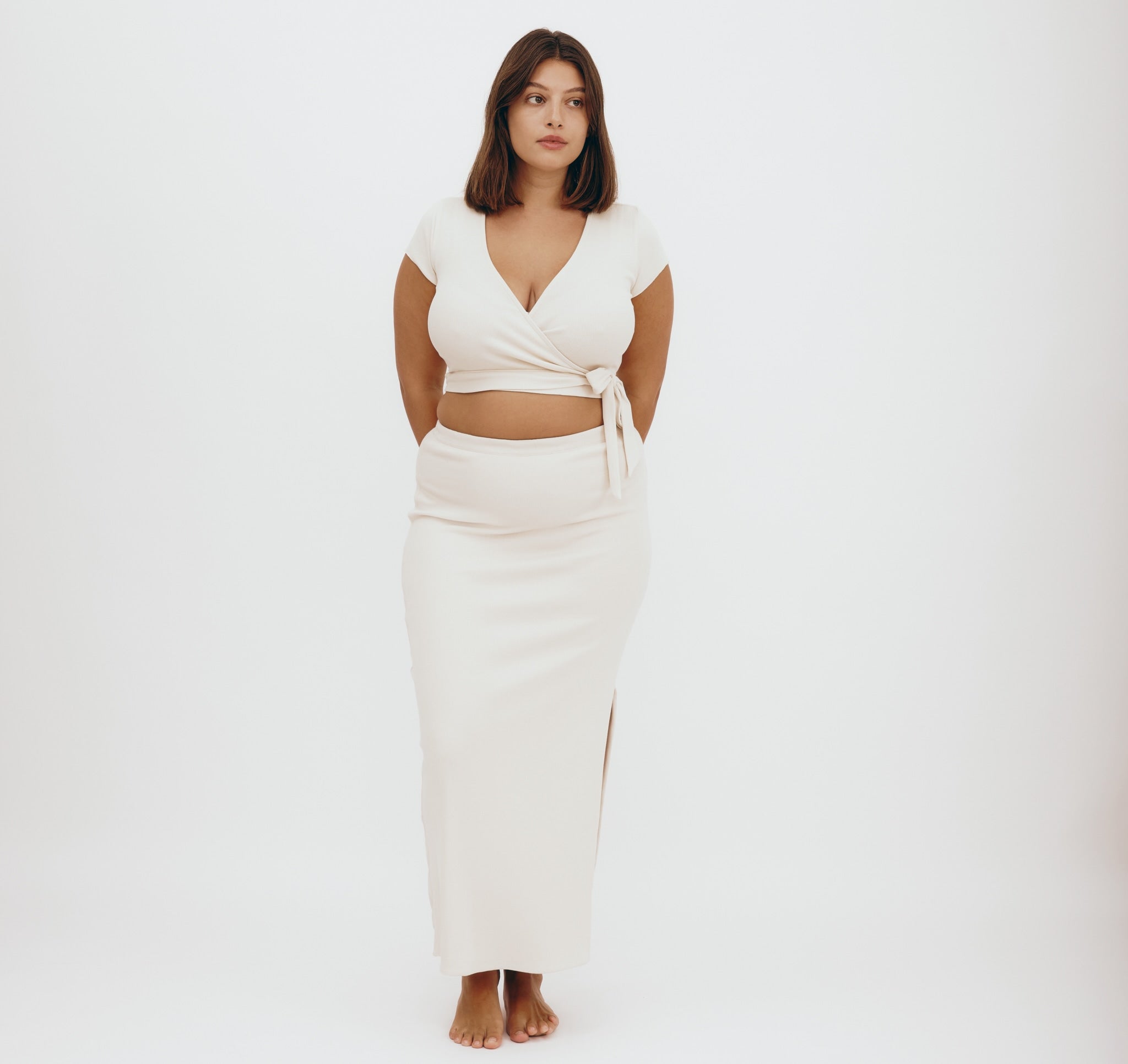 ORGANIC COTTON<br>Core Rib Wrap Crop Top