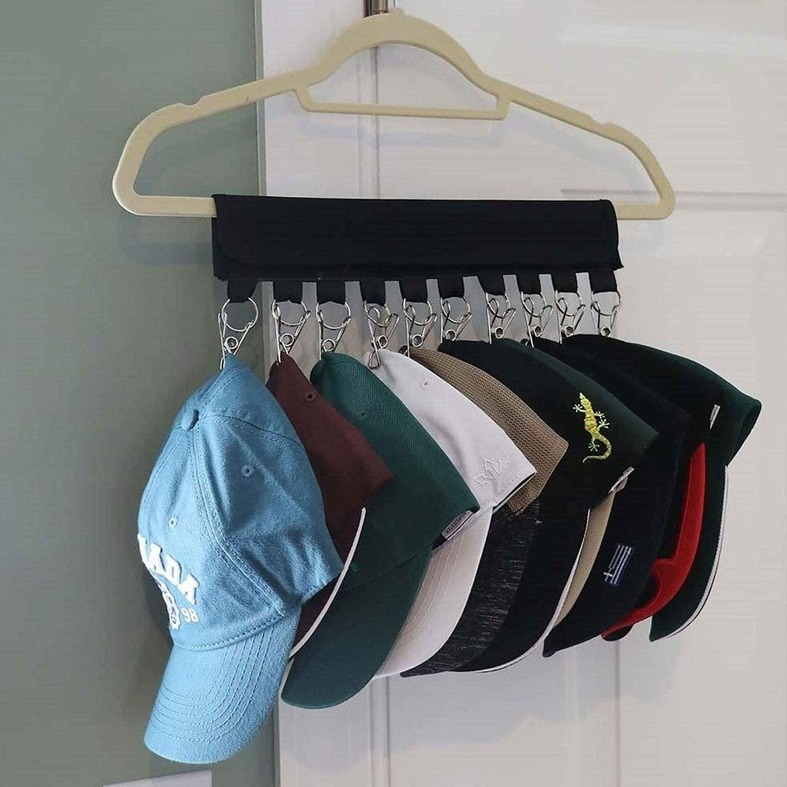 10in1 Multifunktions Kleiderhaken Hut / Socken Organizer Kappen Aufhänger - Schwarz