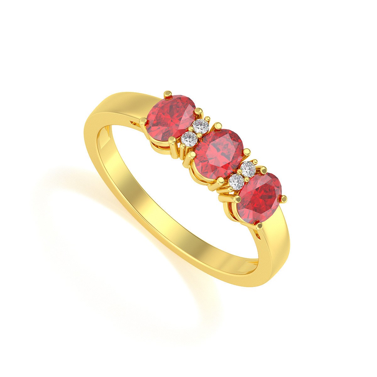 Bague ADEN Or 585 Jaune Rubis et diamants 2.25grs