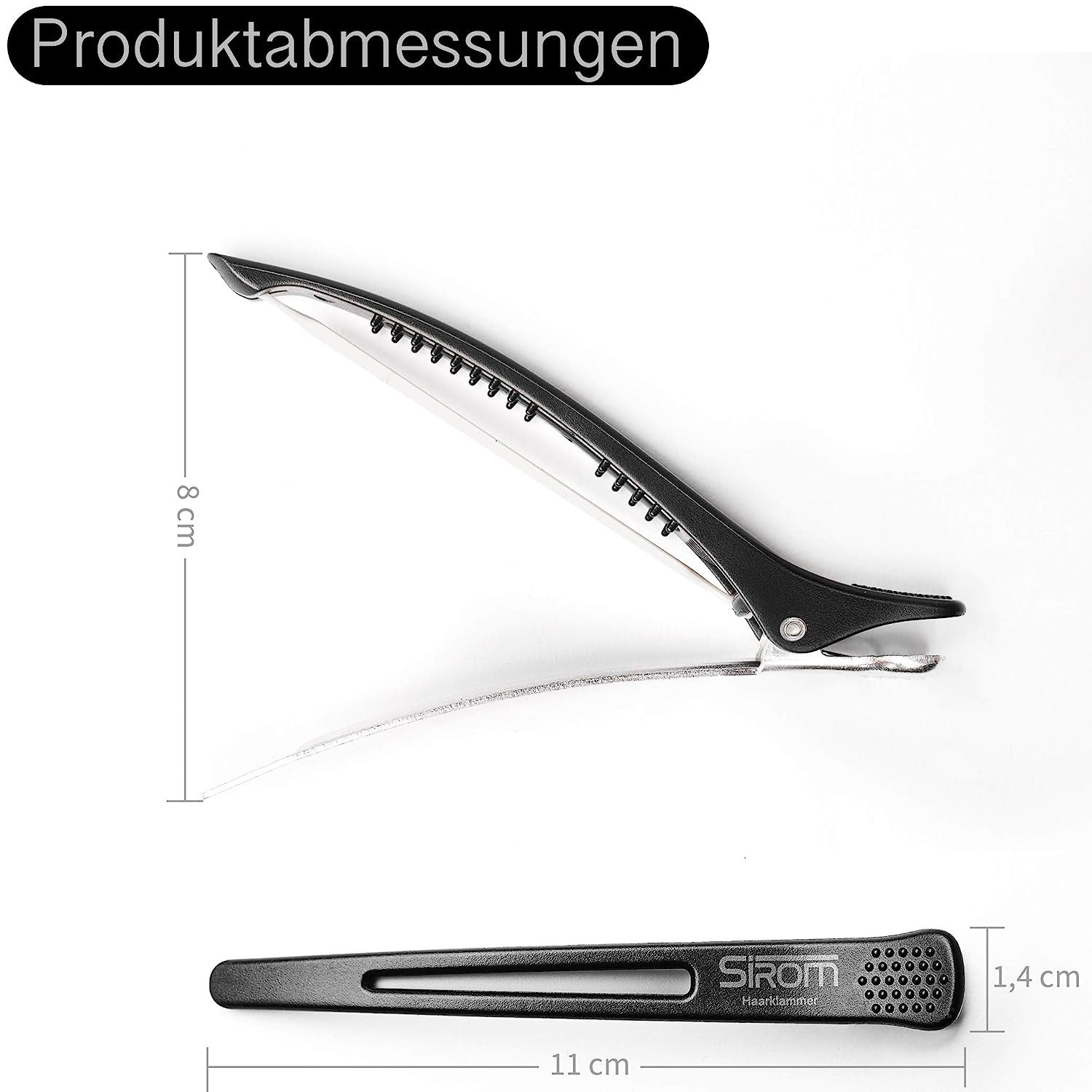 (6er Set) Haar Abteilclips Coiffeur Haarspangen Abtrenn Klammern - Schwarz