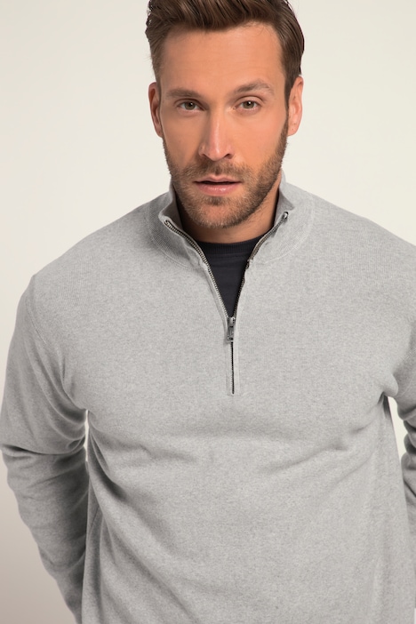 Troyer FLEXNAMIC®, Melange-Strick, Stehkragen mit Zipper