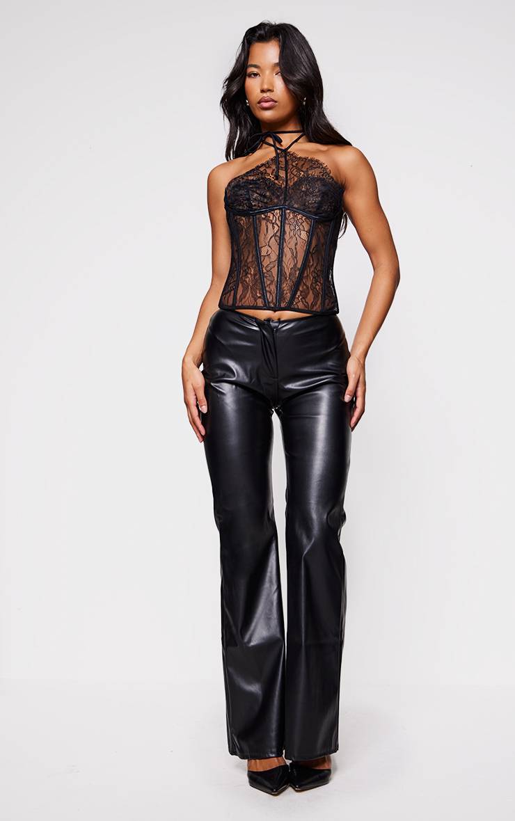 Noir Corset En Dentelle À Baleines Avec Détail Collier