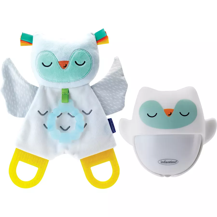 Infantino Nachtlicht und Glow-in-the-dark kuschliges Eulen-Geschenkset