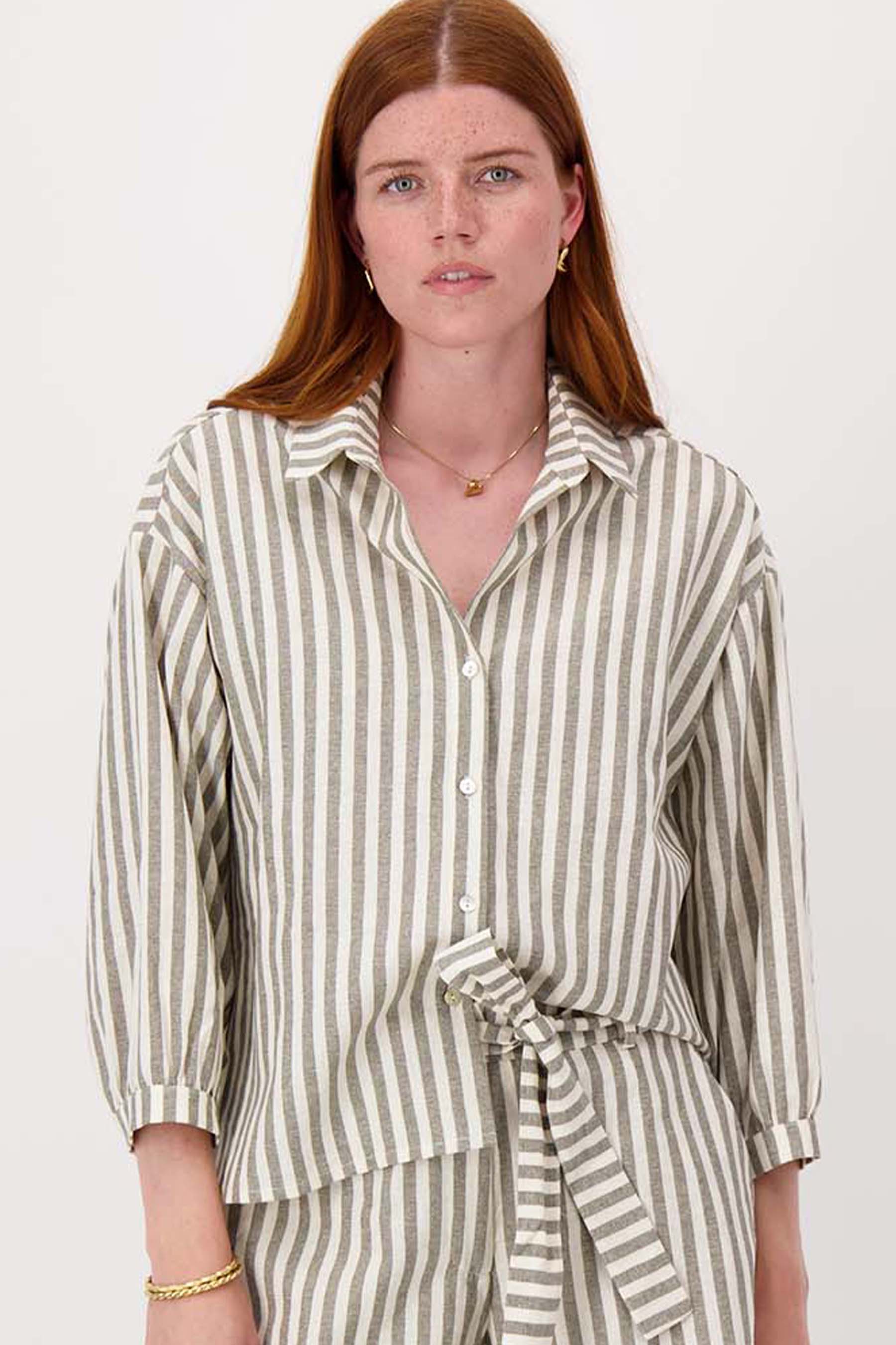gestreepte linnen blouse