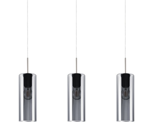 Hanglamp, 3-lichts, HxLxB 110x71x10 cm, nikkel/mat/zwart