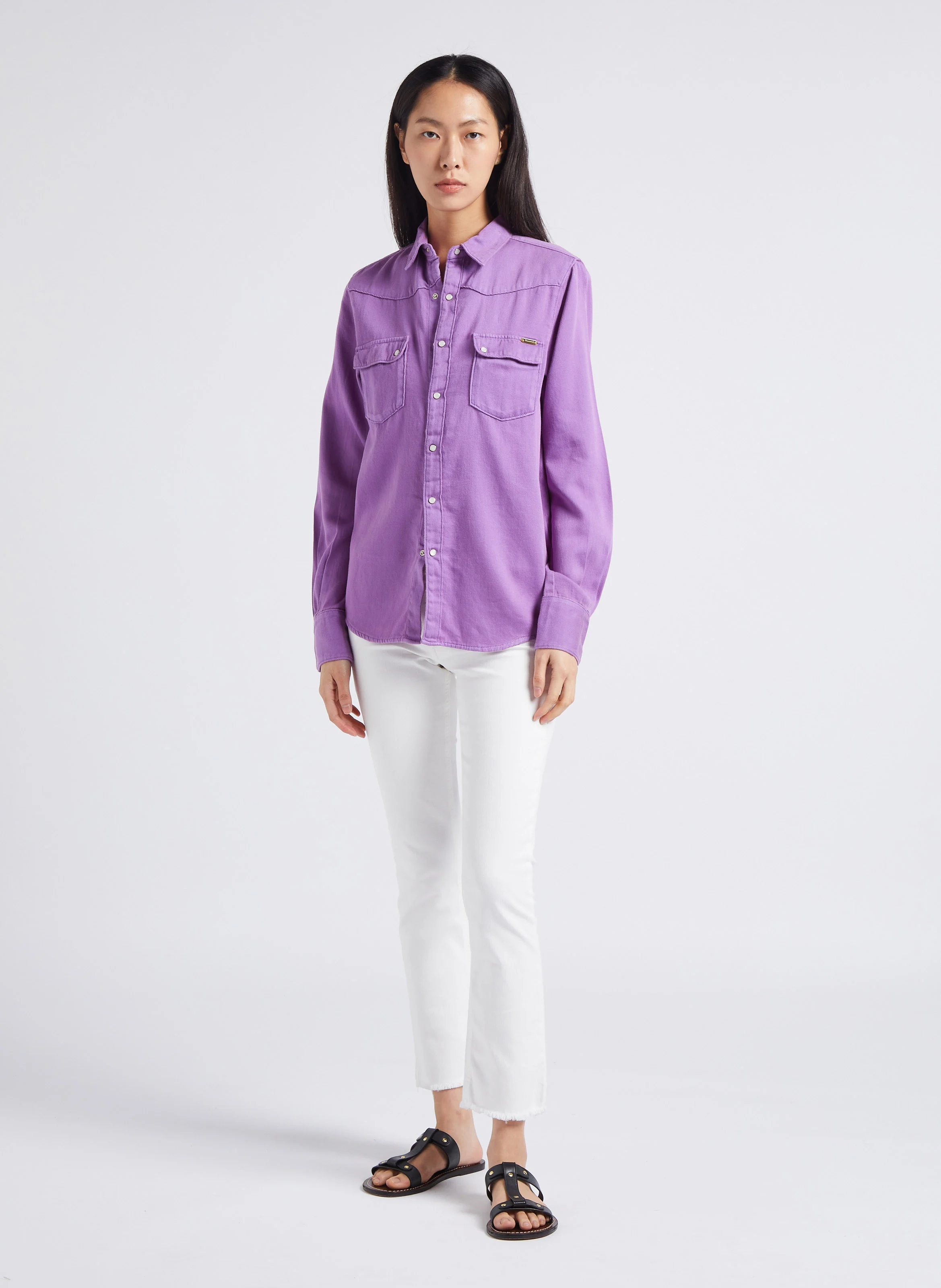 Jean bootcut cropped en coton | Blanc