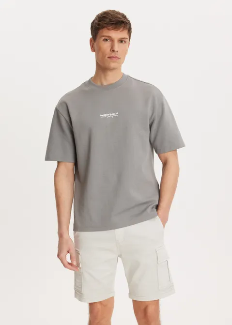 T-shirt met print logo carrier grijs (GRS)