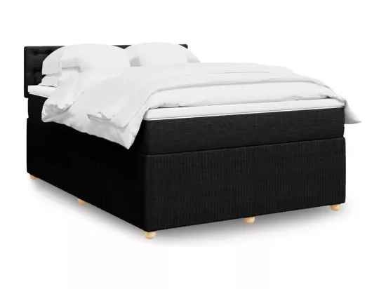 Sommier à lattes de lit avec matelas Noir 140x190 cm Tissu