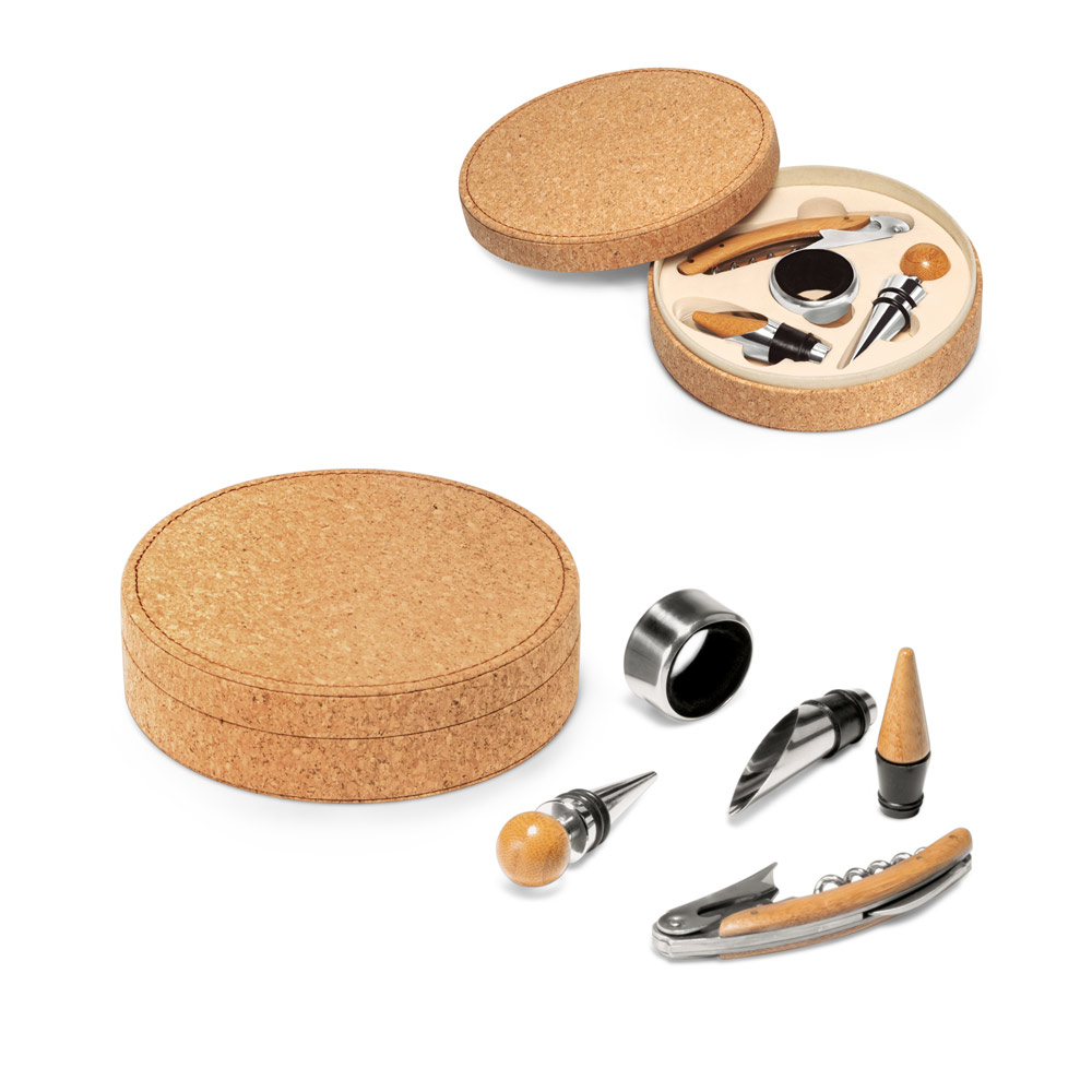 hi!dea 94119 - Set à vin avec 4 pièces en bois et métal