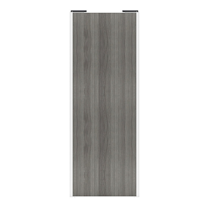 Porte de placard coulissante effet chêne grisé profil blanc GoodHome Arius H. 248,5 x L. 92.2 cm + amortisseurs