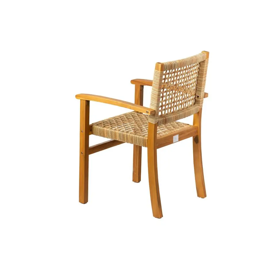 Set van 2 tuinstoelen van acacia en touw
