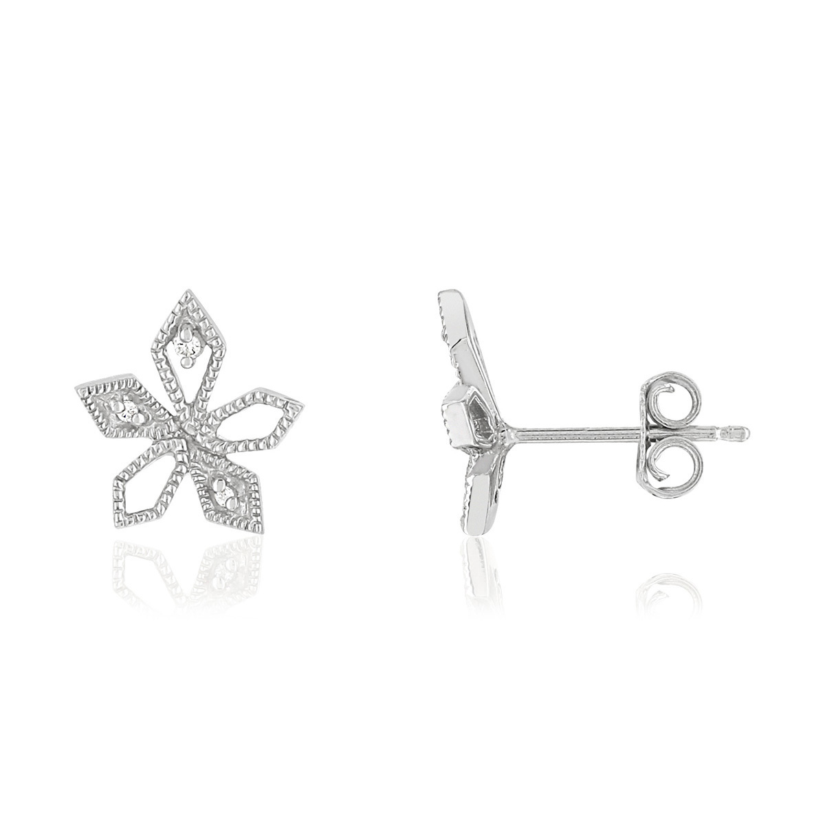 Boucles d'oreilles or blanc 375 zirconias