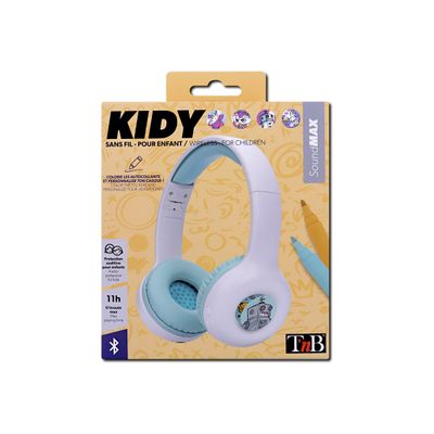 T'nB Kids KIDY - casque sans fil pour enfants - Limiteur de décibel - blanc et vert