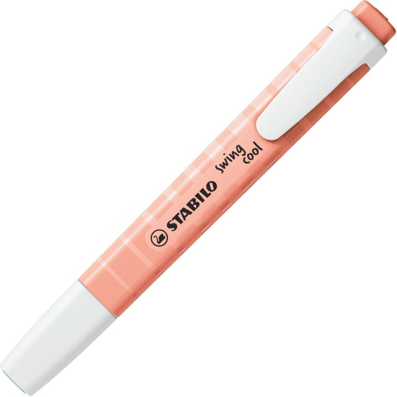 Surligneur stabilo swing cool pastel modèle de poche avec agrafe tracé 1/4mm coloris teint de pêche
