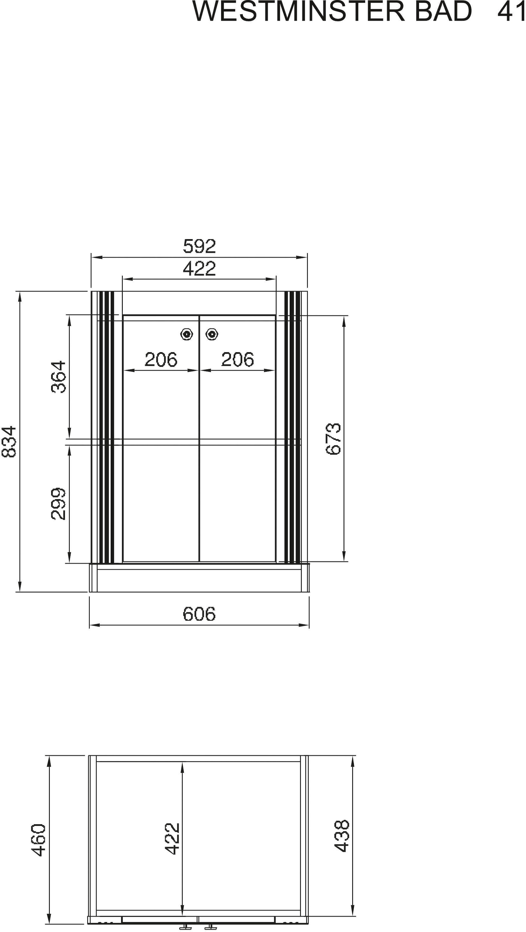Home affaire Waschtisch »WESTMINSTER, Waschbeckenunterschrank inkl. Waschbecken, Metallgriffe« 1 Stk. tlg. in 2 Farben verfügbar, mit Stauraum, inkl. Waschbecken, Breite 60 cm