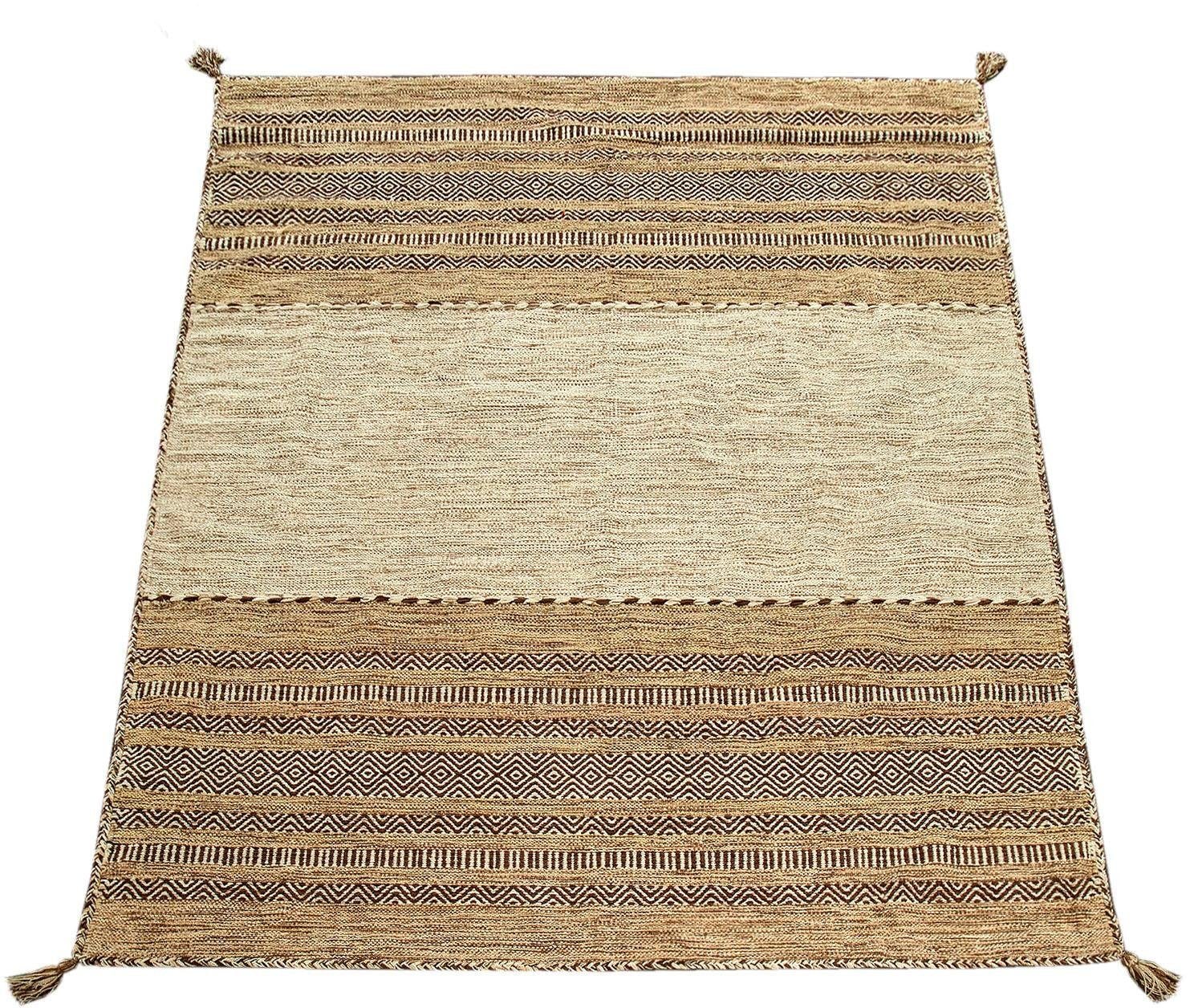 Paco Home Teppich »Kilim 217« rechteckig 12 mm Höhe handgewebter Wendeteppich, reine Baumwolle, gestreift, Wohnzimmer