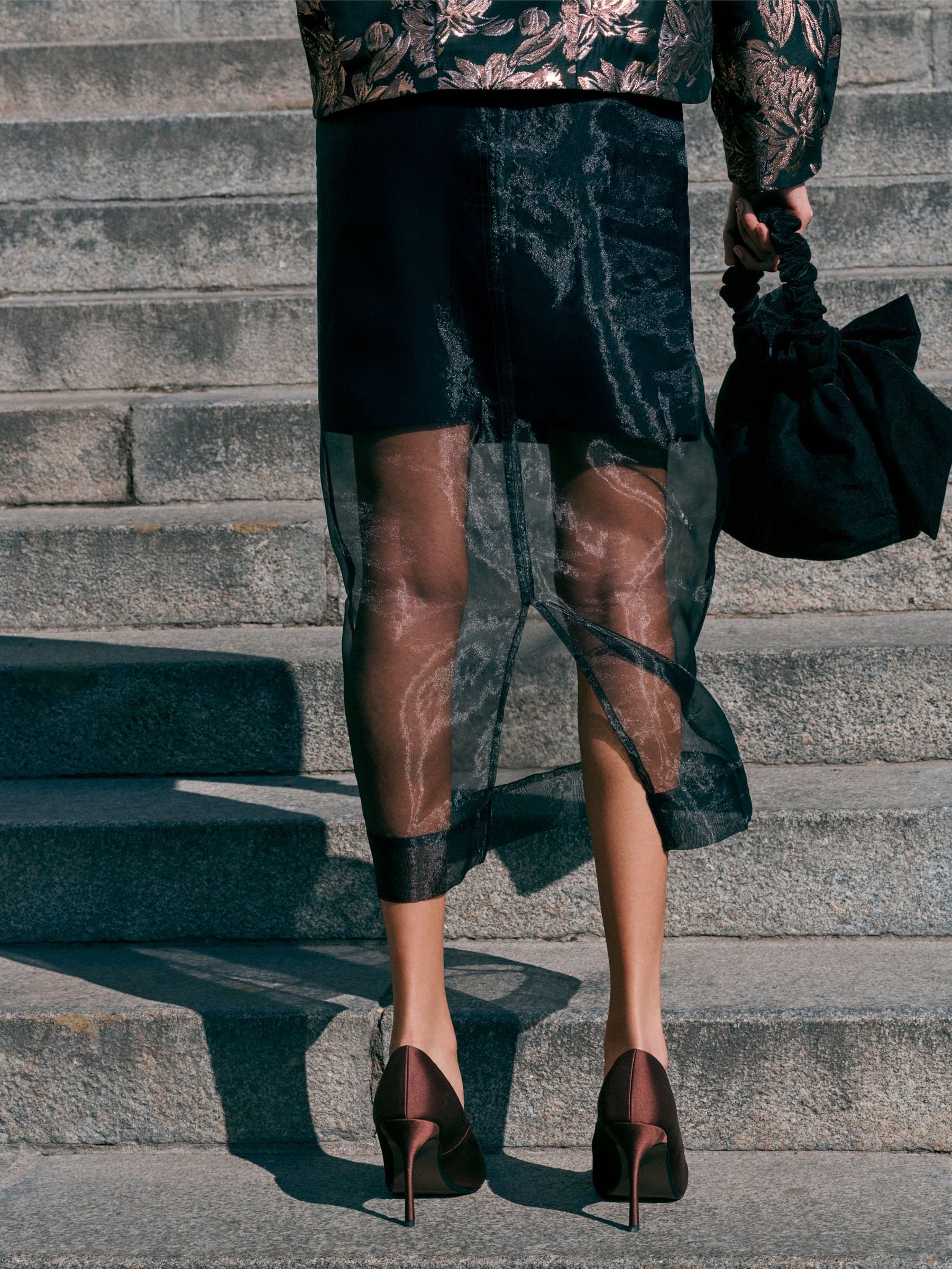 Zwart - Sheer Pencil Skirt