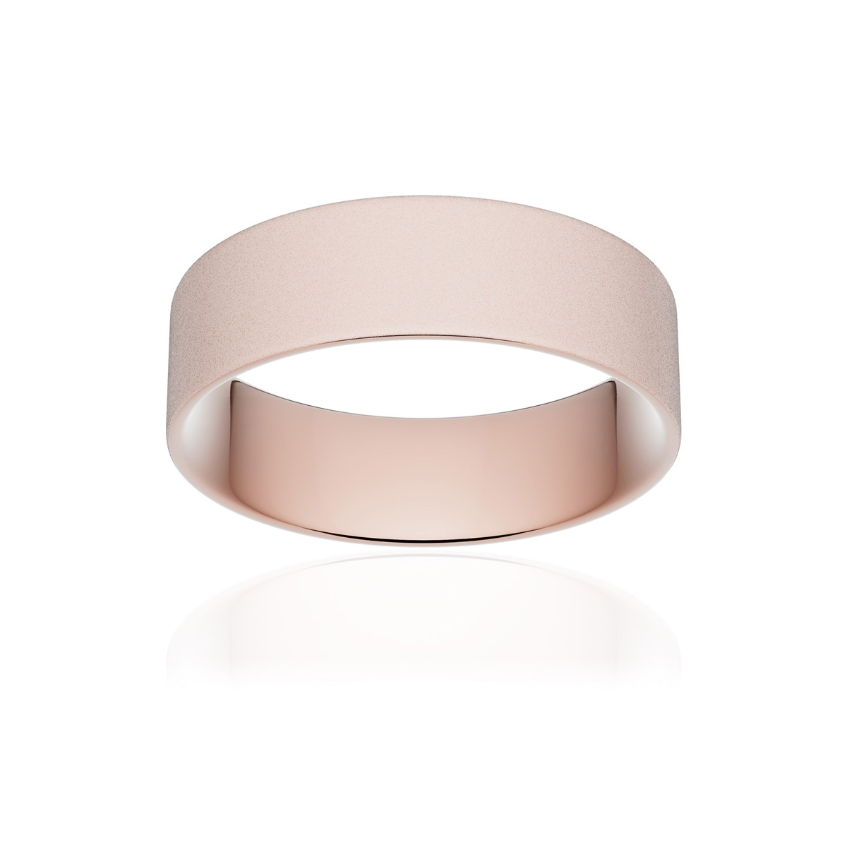 Alliance or 375 rose sablé ruban plat confort 6mm
