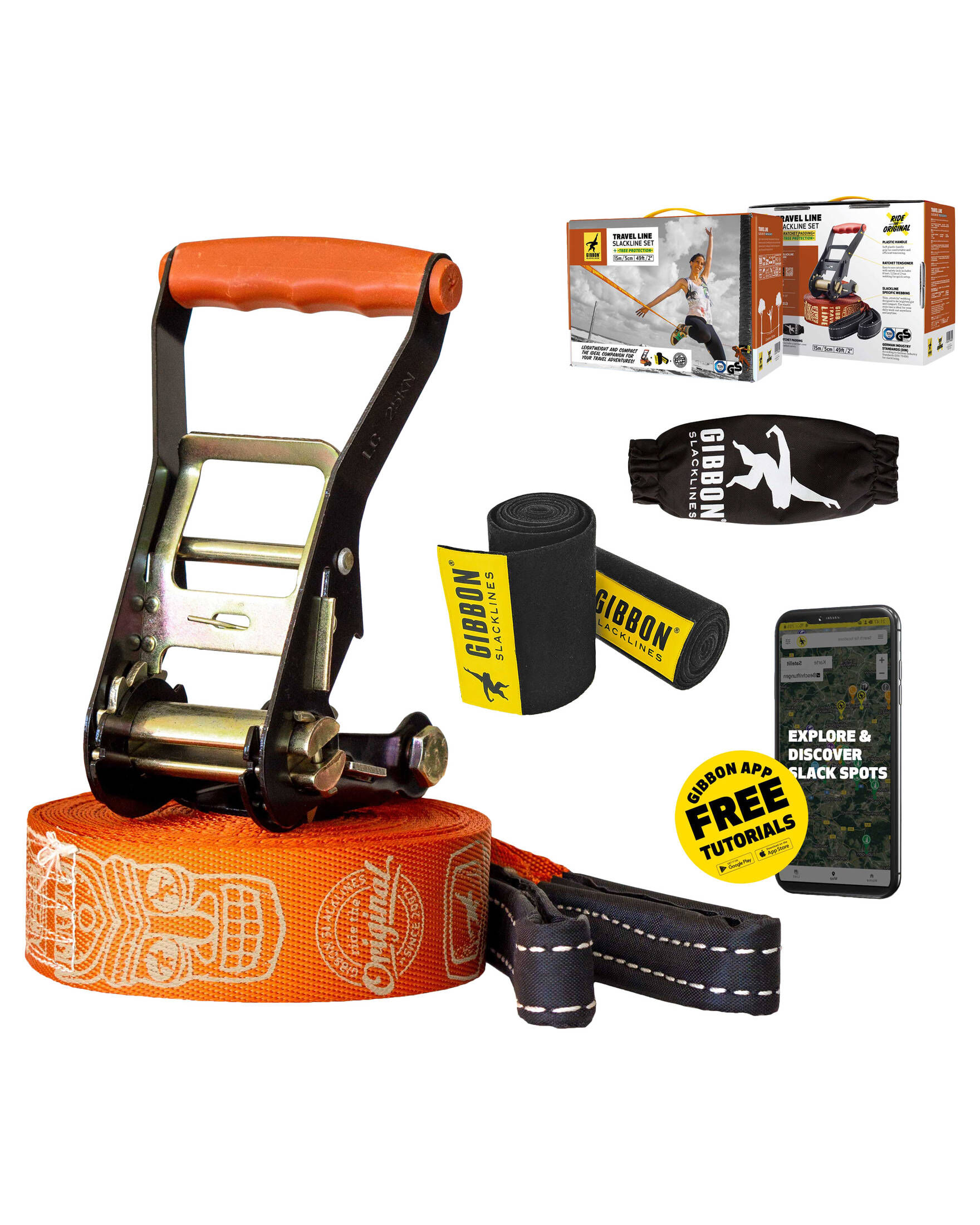 Gibbon| Slackline Treewear-Set TRAVELLINE – 15 m