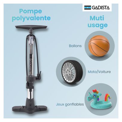 Pompe a velo en Aluminium 145 PSI-Pompe velo avec Double Valve Schrader et Presta avec Grand manomètre pour Affichage de la Pression  Tuyau Extra Long  Poignée Confortable - Pompe à vélo