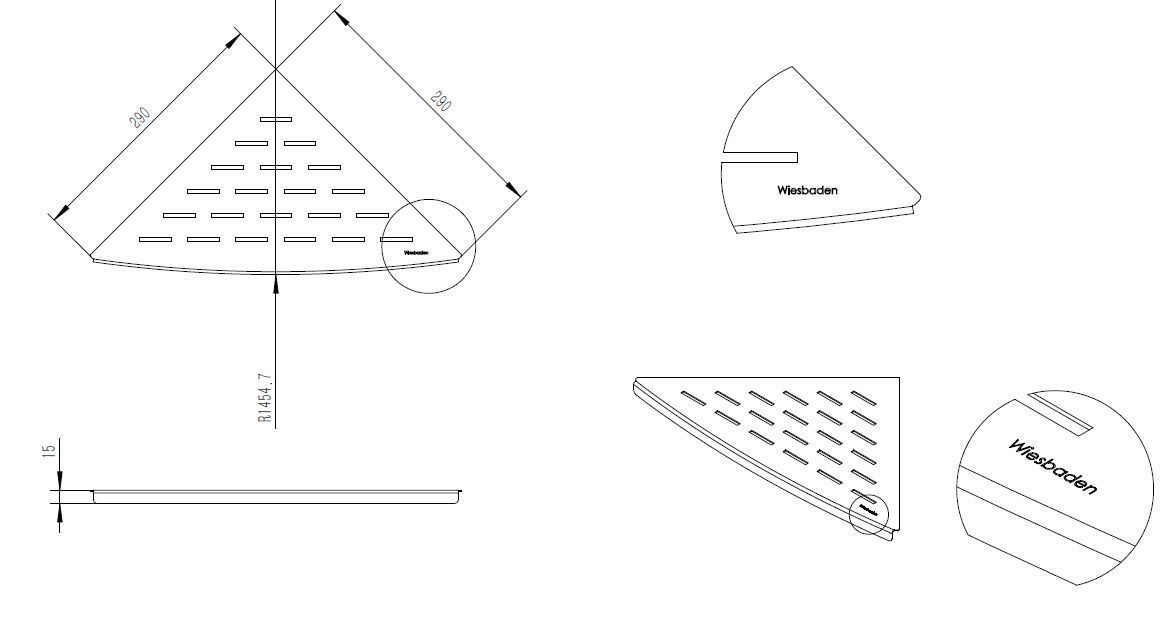 Mueller Inwall hoekplanchet RVS 29x29cm