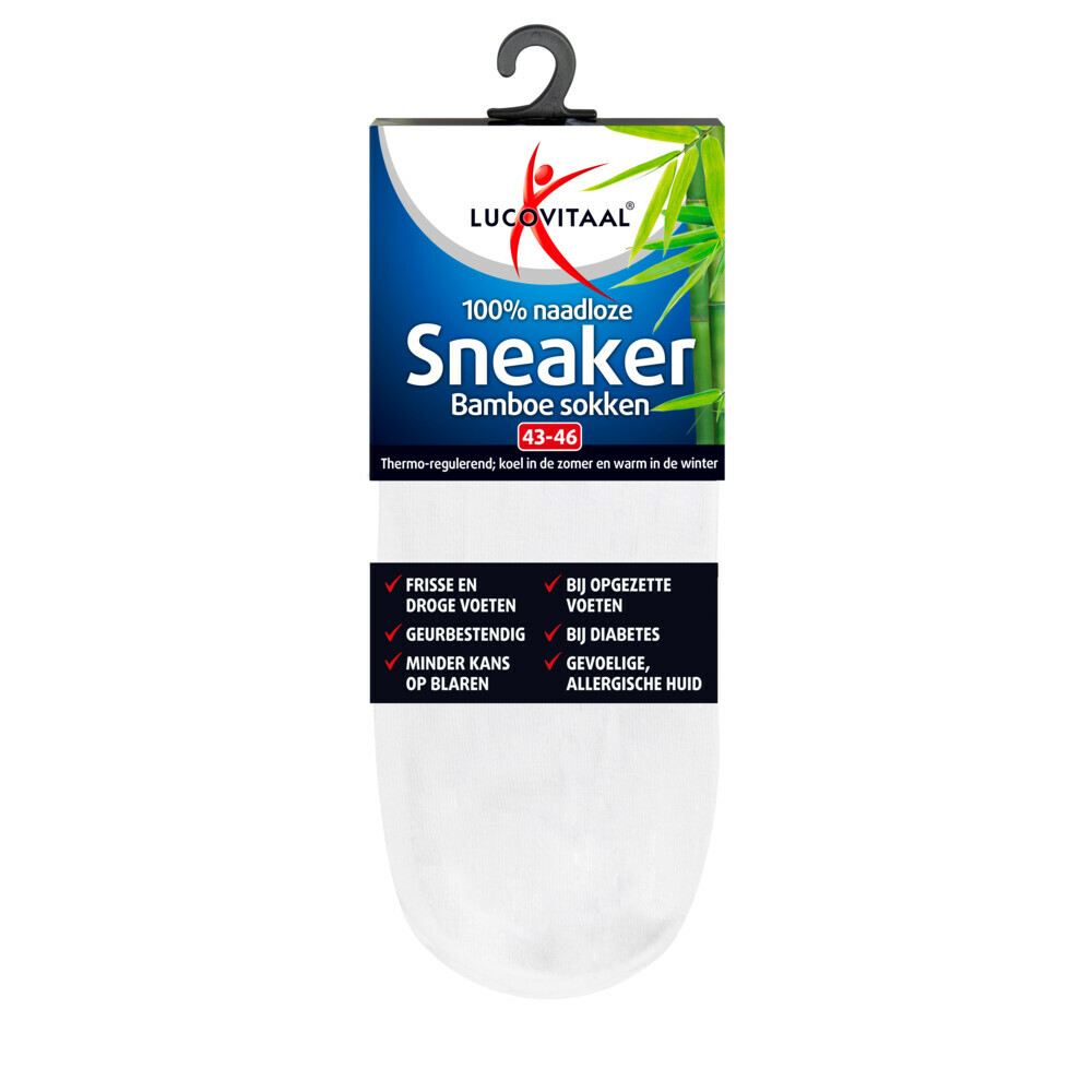 Lucovitaal Bamboe Sneakersok Wit maat 43-461 paar