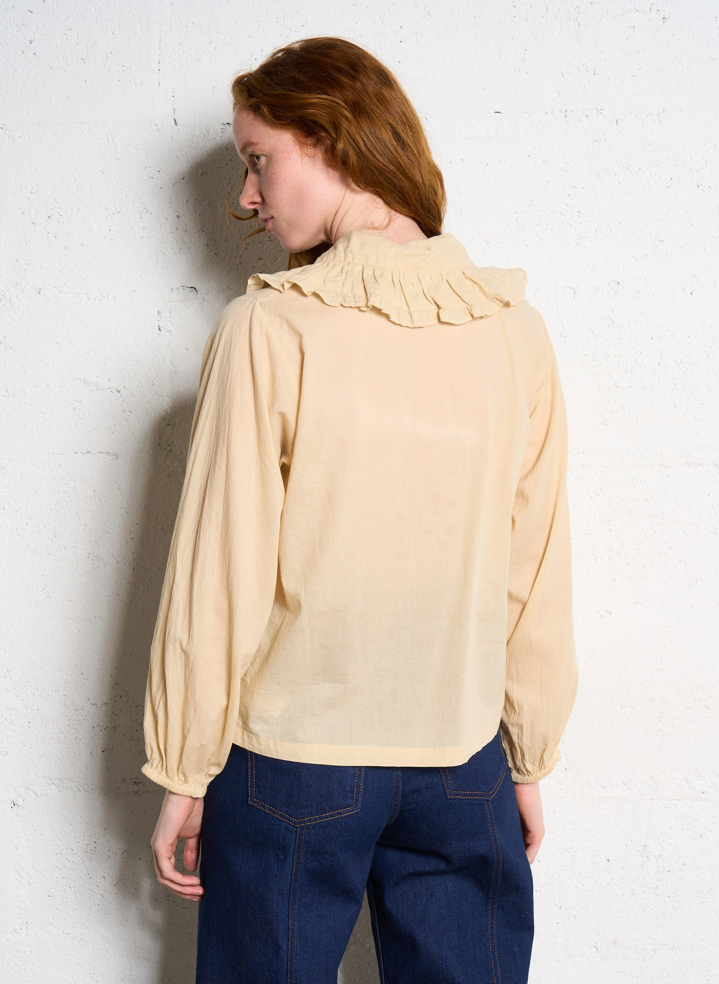 Blouse droite en coton | Beige