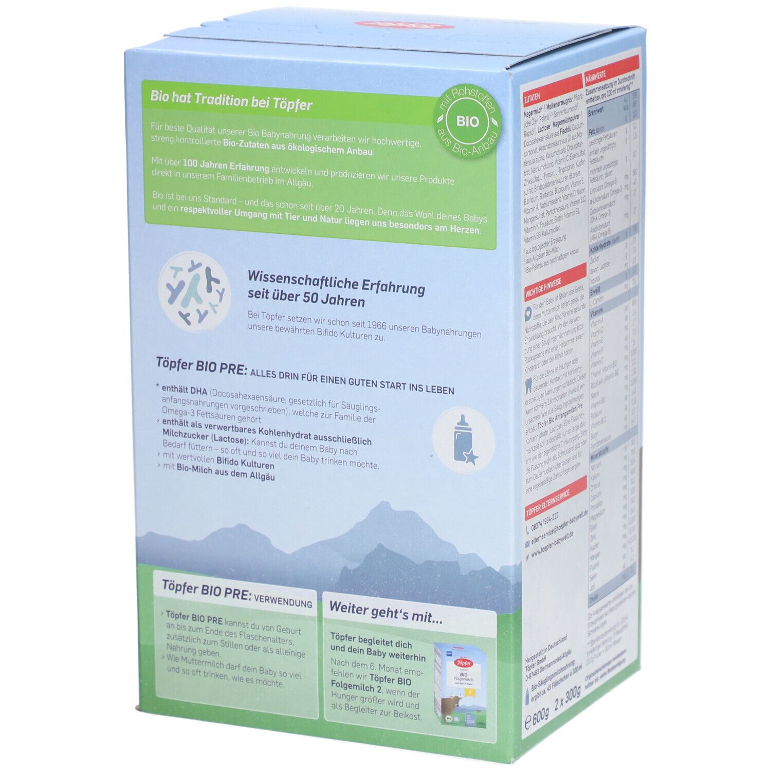 Töpfer Lactana Bio Pre Anfangsmilch von Geburt an