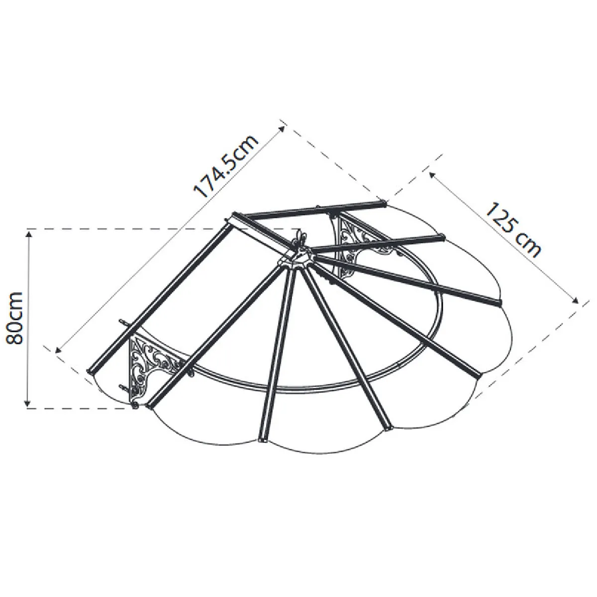PALRAM Marquise transparente - 125x174,5 cm Noir