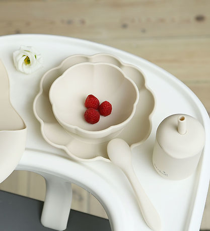 Jack o Juno Geschirr-Set - Silikon - 4 Teile - Poppy - Cream