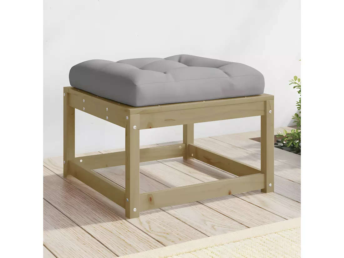 Repose-pied de jardin avec coussins bois de pin imprégné