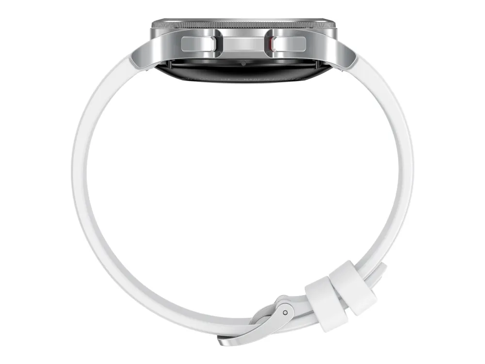 [OUTLET] - Samsung Galaxy Watch4 Classic - 42 mm - sølv - smart ur med rillesportsbånd - fluoroelastomer - hvid - display 1.2