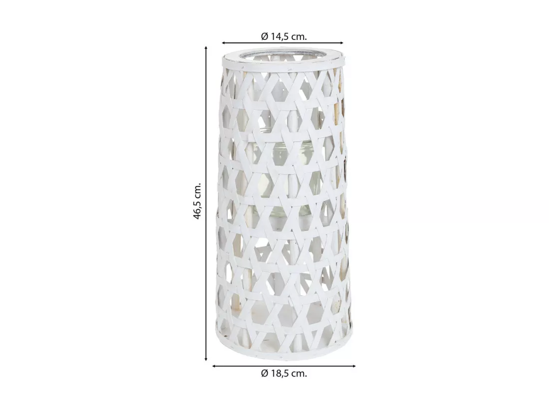 Lanterne photophore en bois blanc d14.5/18.5x46.5h