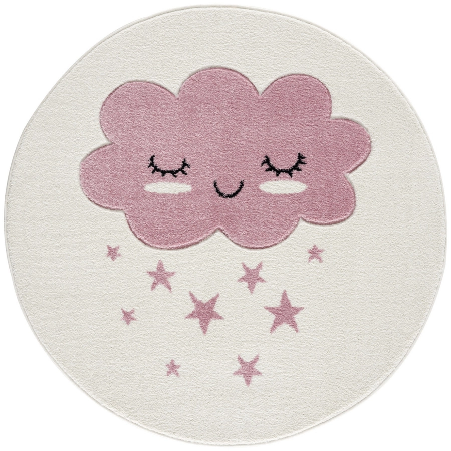 LIVONE Kinderteppich Kids love Rugs WOLKE Rund cremerosa