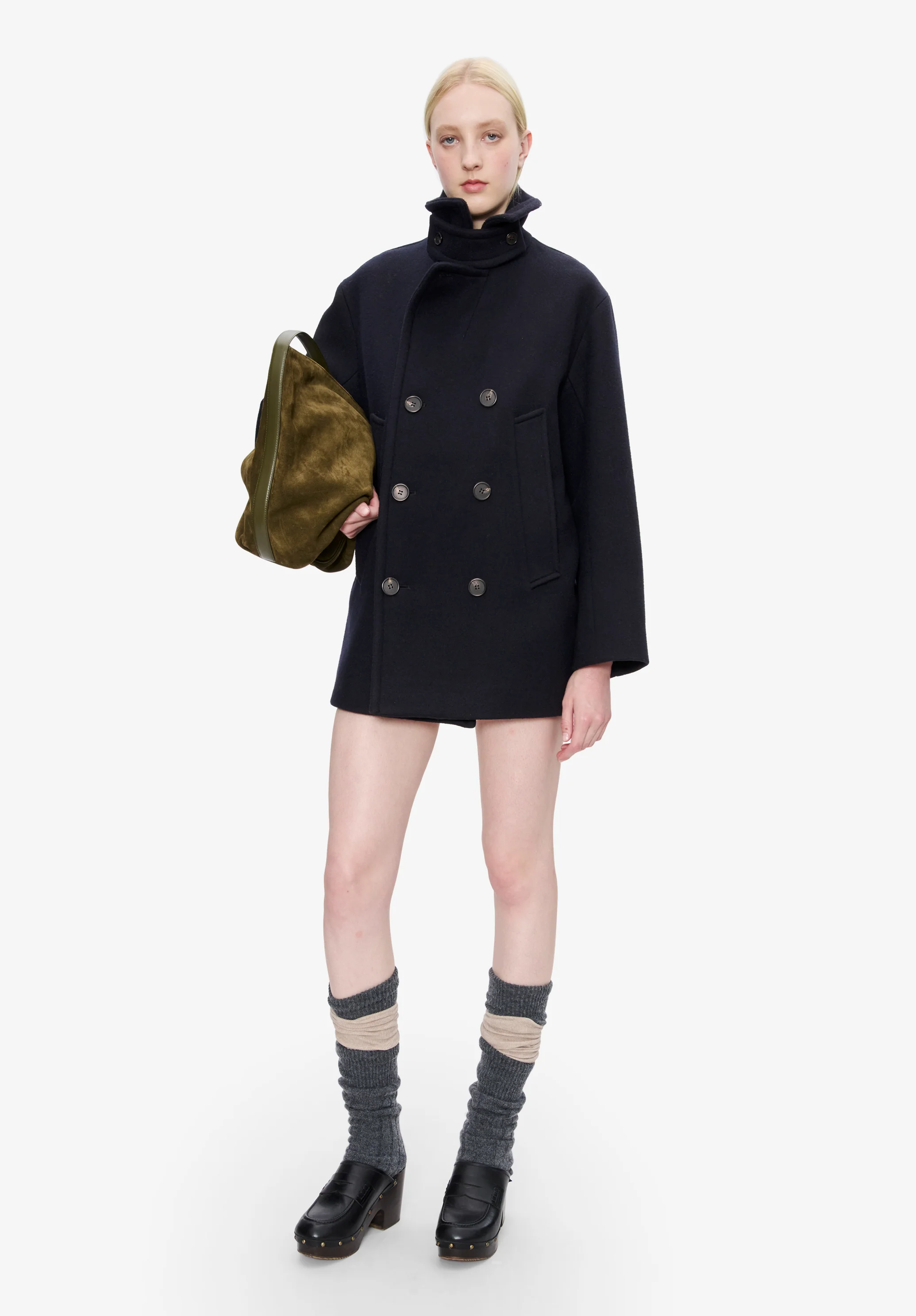 Caban en laine recyclée. - Dark navy