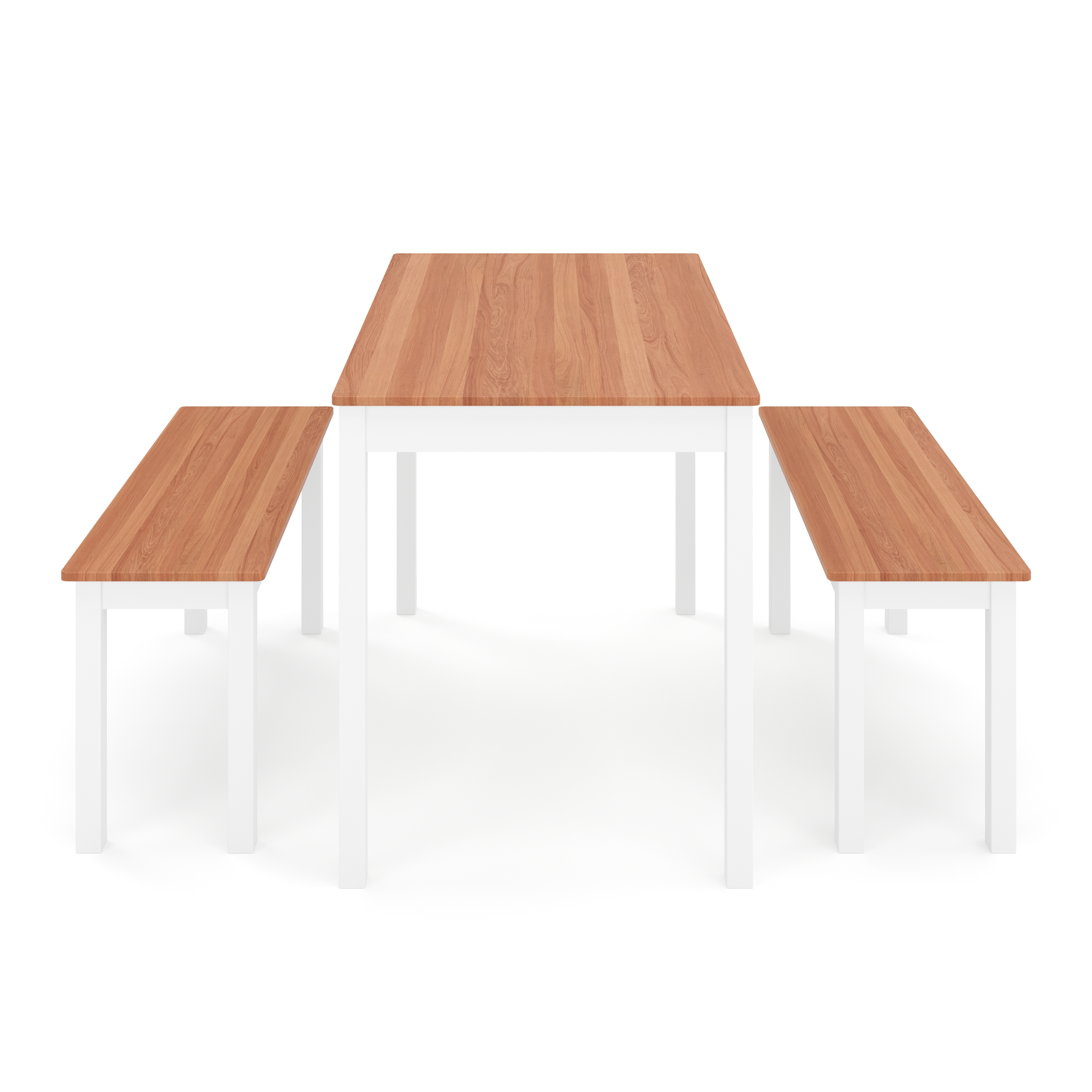 Esstisch Holz JULIET 108 x 65 cm mit 2 Bänken natur/weiss