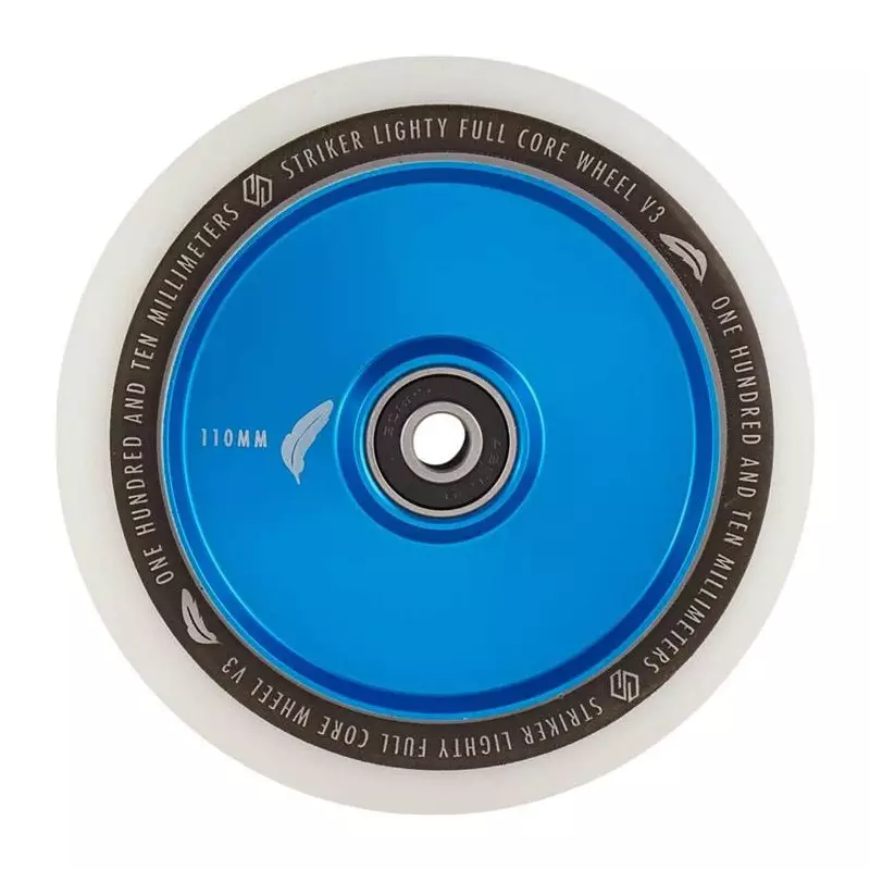 Striker Lighty Full Noyau V3 Blanc Roue Trottinette Freestyle Bleu 110mm