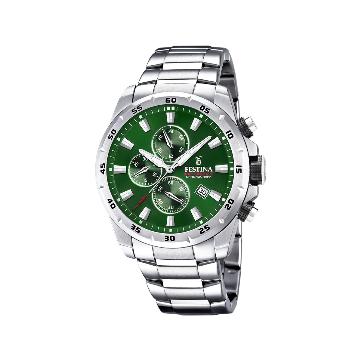 Montre FESTINA timeless chronograph homme chronographe, bracelet acier argent