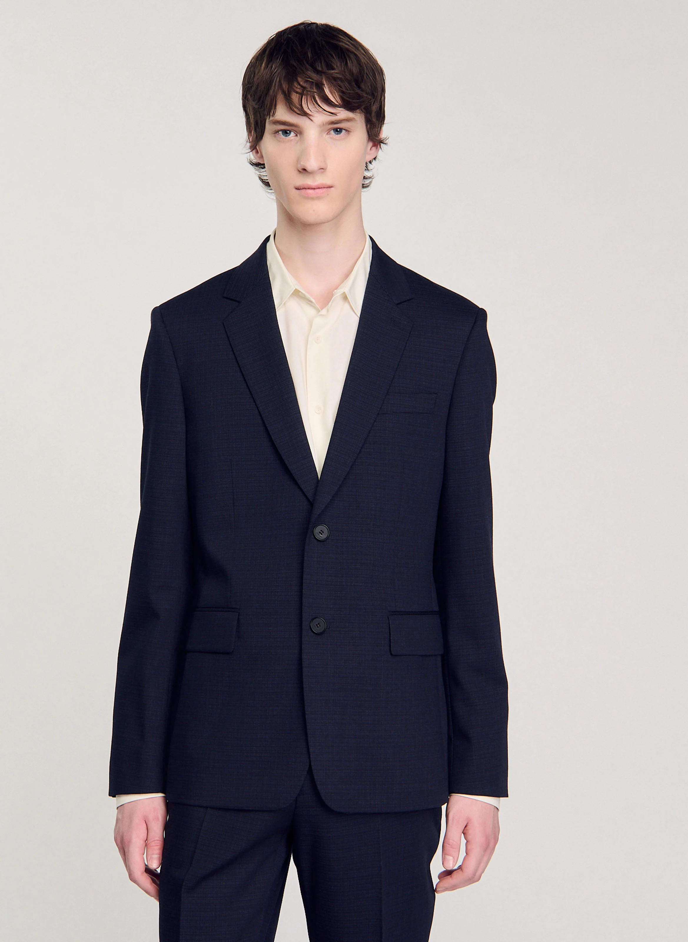 Veste de costume en laine vierge | Bleu