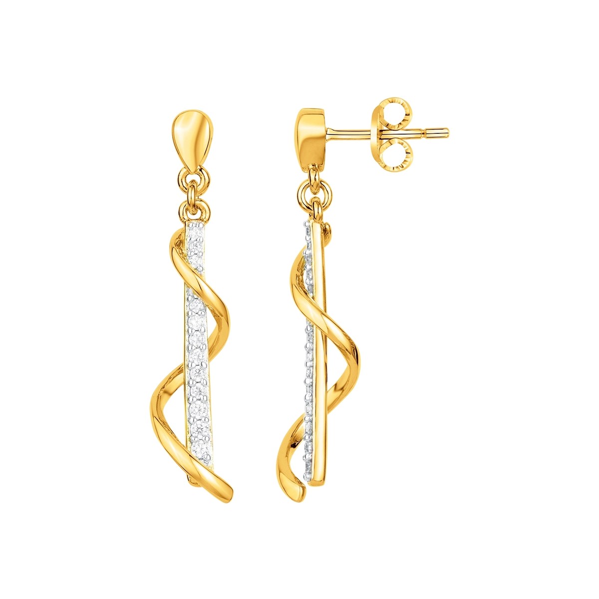 Boucles d'oreilles pendantes en Plaqué Or avec oxyde de zirconium blanc