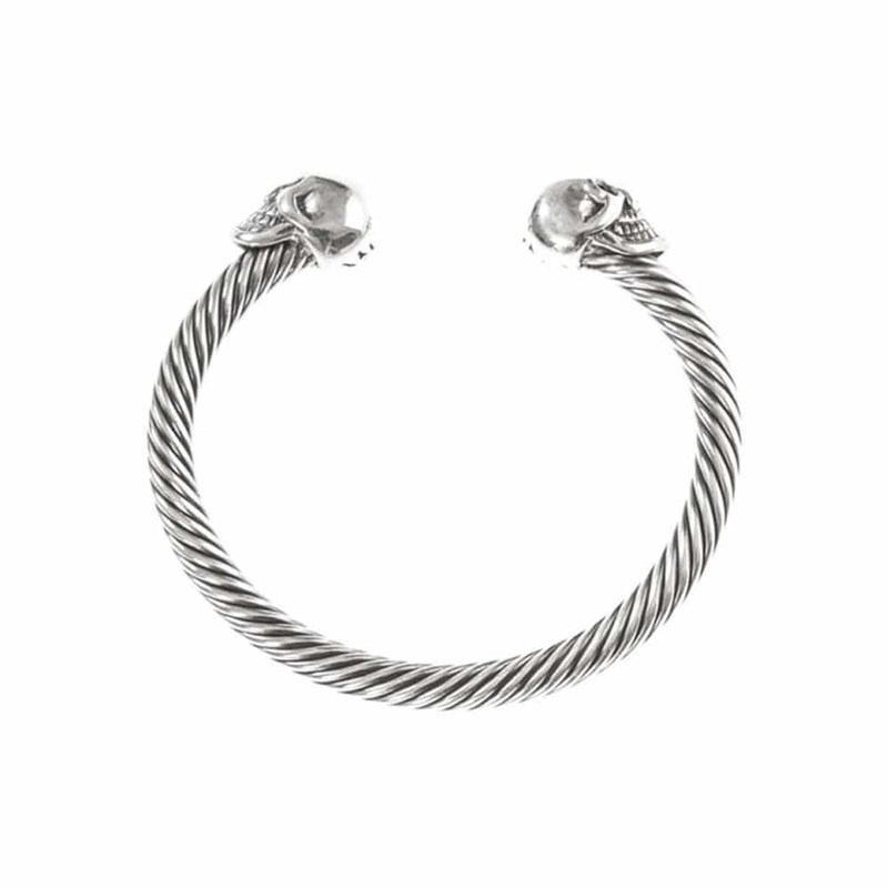 Bracelet Homme Tête De Mort Jonc Argent