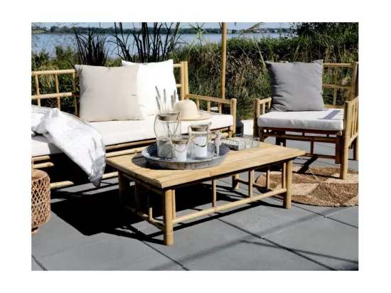 Canapé en bambou avec coussins marron 176 x 72 X 80 cm