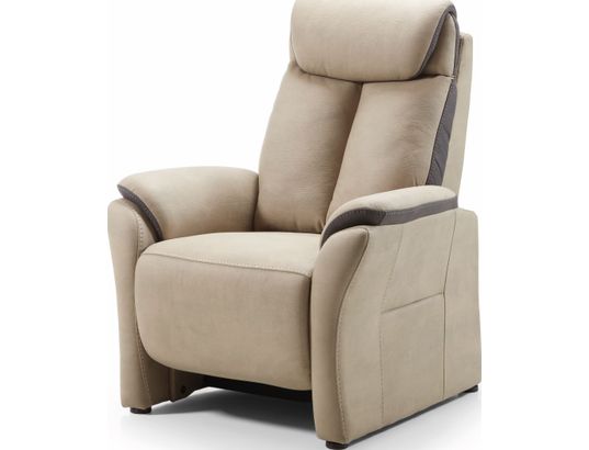 CONCEPT1 - Canapé tissu Paris beige 2 places électrique + fauteuil fixe