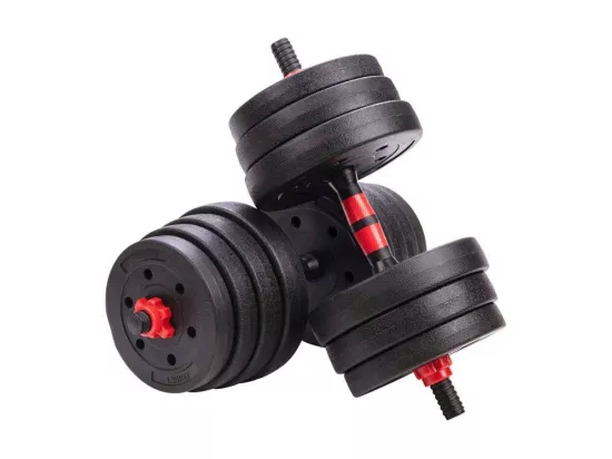 Haltères modulables 2 en 1 avec barre d'extension 26.5 kgs